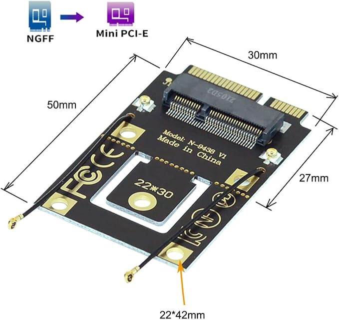 NGFF M.2 Key-A to Mini PCI-E PCI Express Converter Adapter - Image 6