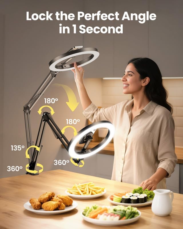 Magnetic Overhead Ring Light for Desk, 10” Selfie Light - Image 3