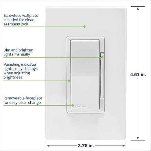 Leviton Decora Smart Dimmer Switch, Neutral Wire Required, Works - Image 6