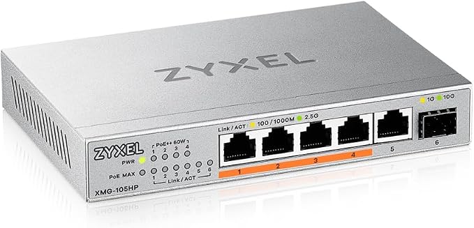 Zyxel 5 Port PoE Network Switch | 2.5Gb Multi Gigabit Switch | Unmanaged | 5X by ZYXELNETWORKS