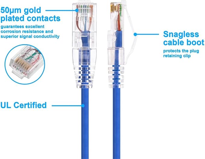 Monoprice Cat6 7ft Blue Component Level Patch Cable UTP 28AWG 550MHz Pure Bare - Image 3