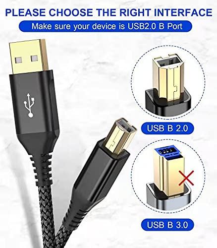 sweguard Printer Cable 10ft, USB-A to USB-B Cable, High Speed Nylon Braided - Image 4