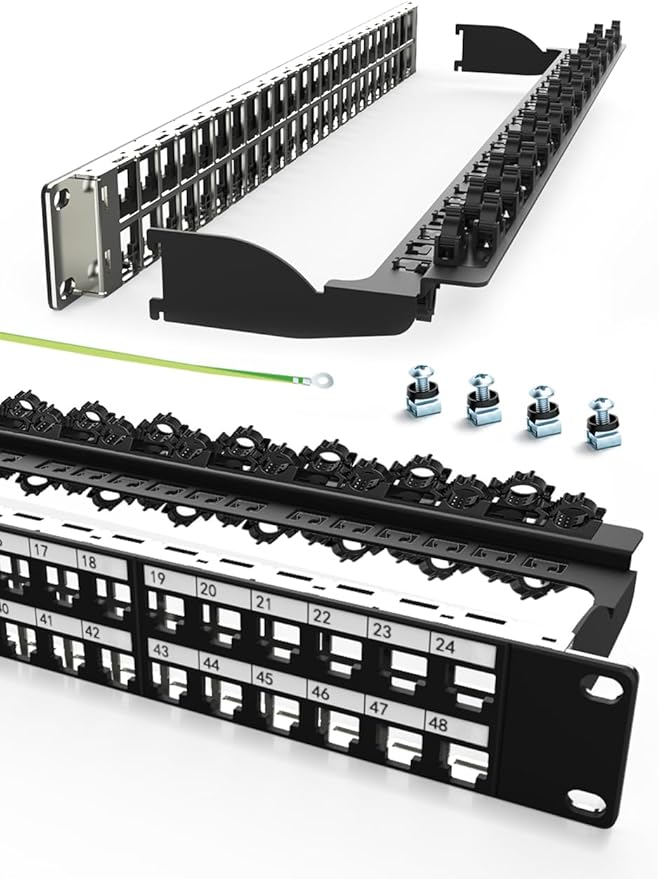 48Port Blank Keystone Patch Panel Rackmount&Wall Mount 1U 19-inch Network RJ45 by Enmane