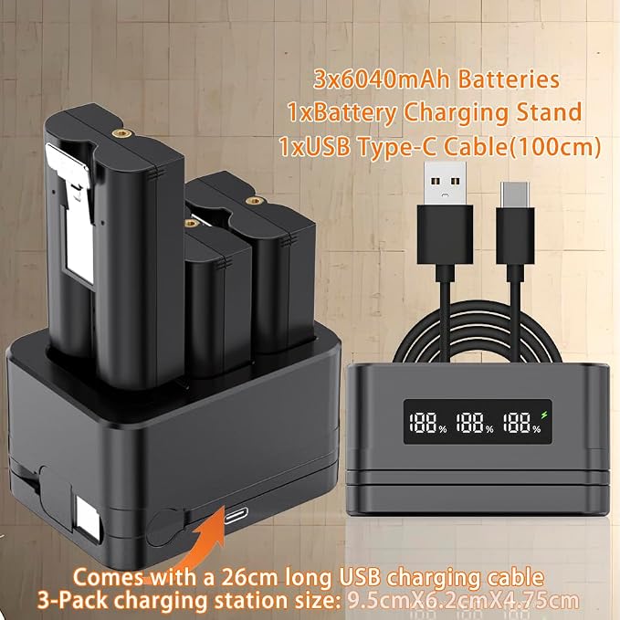 Charging Station for Ring Battery, 3 Pack 3.65V 6040mAh, 3-Slot LED Display - Image 6