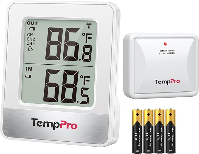 TempPro 500FT Indoor Outdoor Thermometer Wireless, Outdoor Thermometers by TempPro