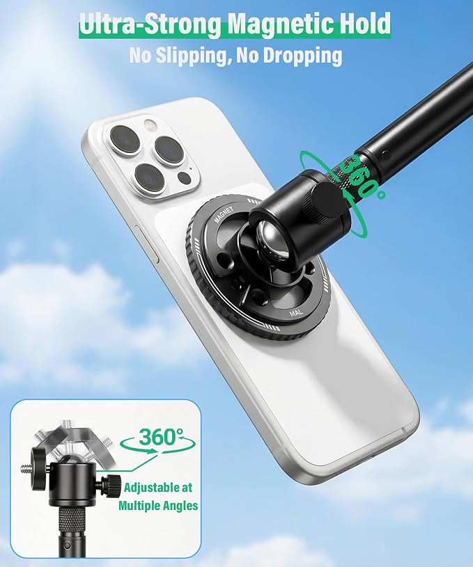 BMZX Golf Tripod Monopod, Magnetic Phone Holder, 1/4"-20 Screw, Carry Bag | - Image 4