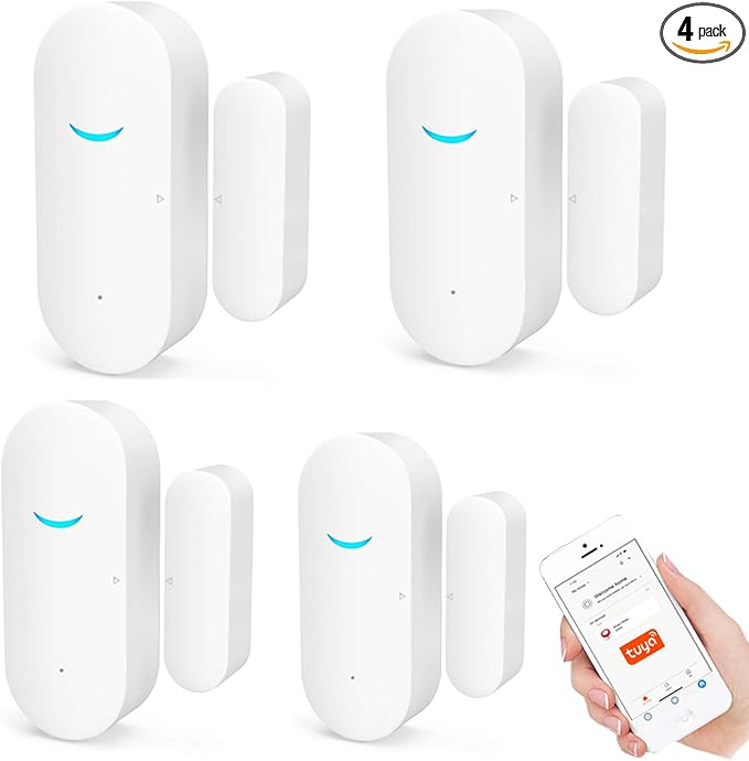 4 Pack WiFi Door Window Sensor Detector: Wireless Security Alarm Door Sensor by GaoducashforSmartLife