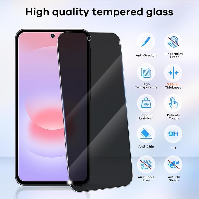 3+3 Pack for Samsung Galaxy A37 5G Privacy Screen Protector & Phone Camera Lens - Image 3