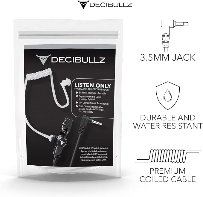 Decibullz 3.5mm Radio Headset Receiver, Listen only Acoustic Coil Tube Radio - Image 2