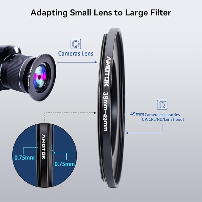 39mm Lens to 49mm Camera Lens Adapter, 39mm to 49mm Filter Step up Ring Adapter - Image 4