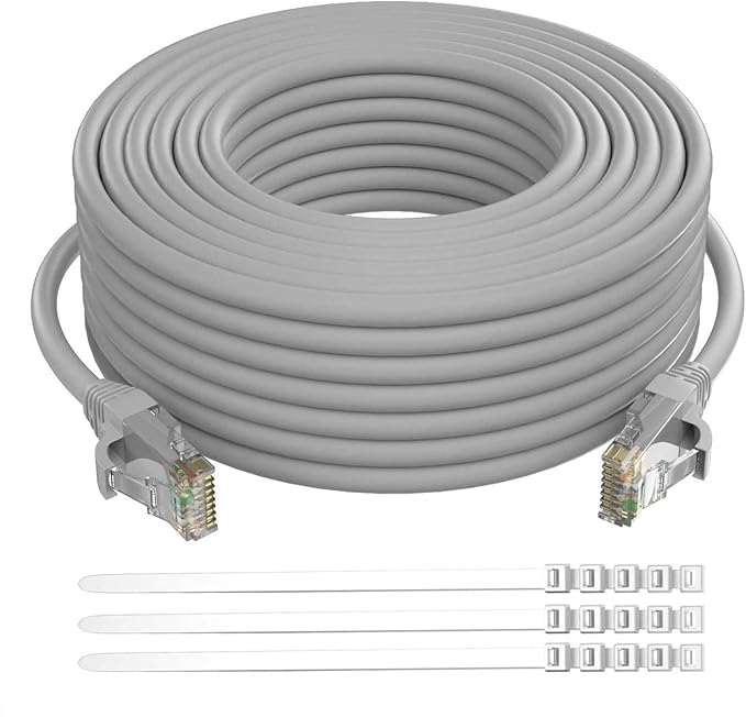 Adoreen Cat 6 Ethernet Cable 300 Ft-Gray, Outdoor & Indoor Snagless Long Round by Adoreen