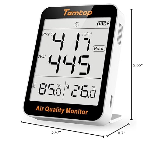 Temtop Air Quality Monitor, Indoor Thermometer Portable AQI PM2.5, Temperature - Image 9