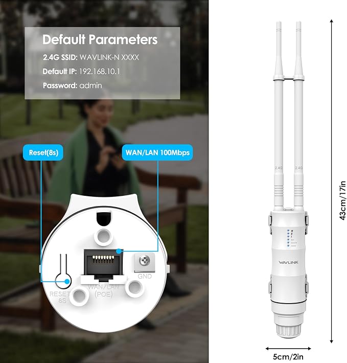 Outdoor WiFi Access Point, WAVLINK WiFi Router Extender, AC600 High Power Dual - Image 7