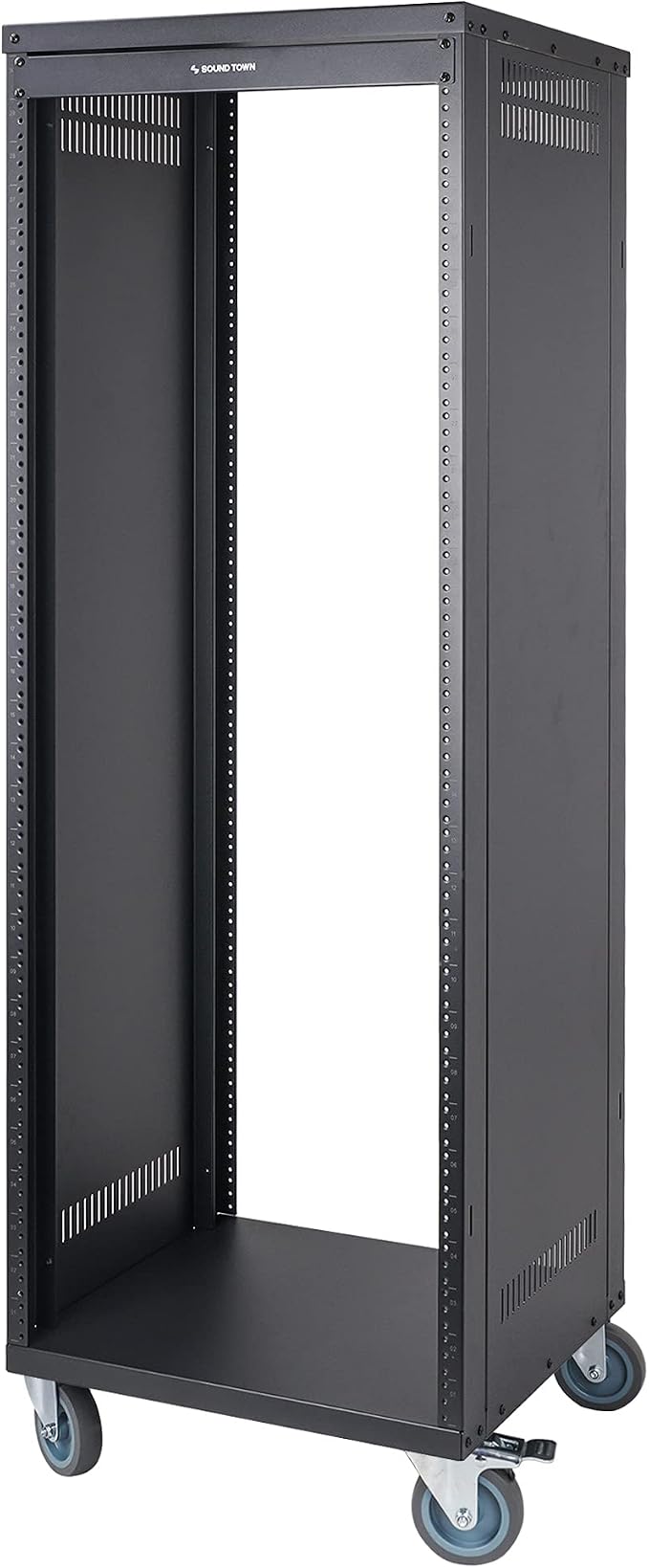 Sound Town 30U Universal Steel Rack, w/Mesh Doors, Locking Casters, Vented Side - Image 4