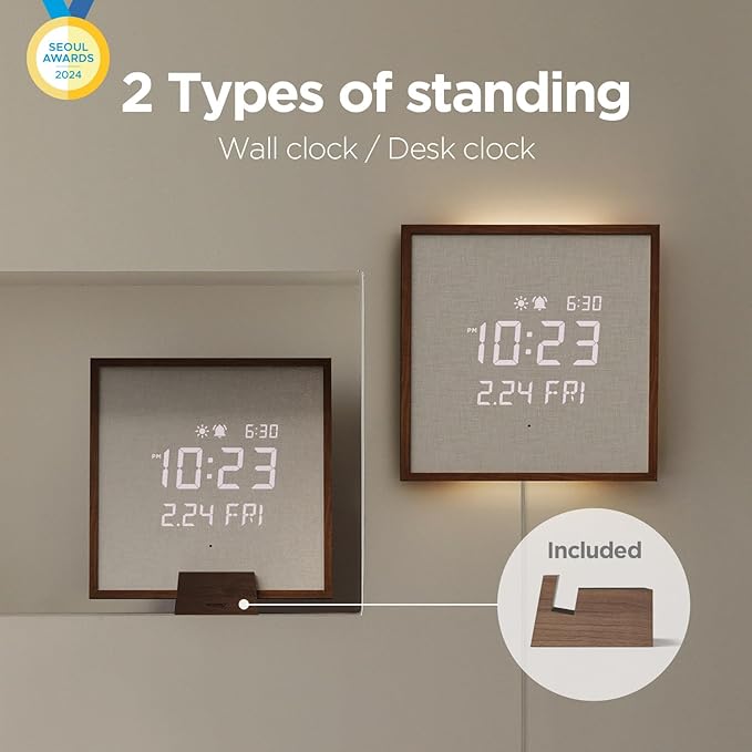 mooas Wooden Frame LED Silent Wall Clock - Image 2