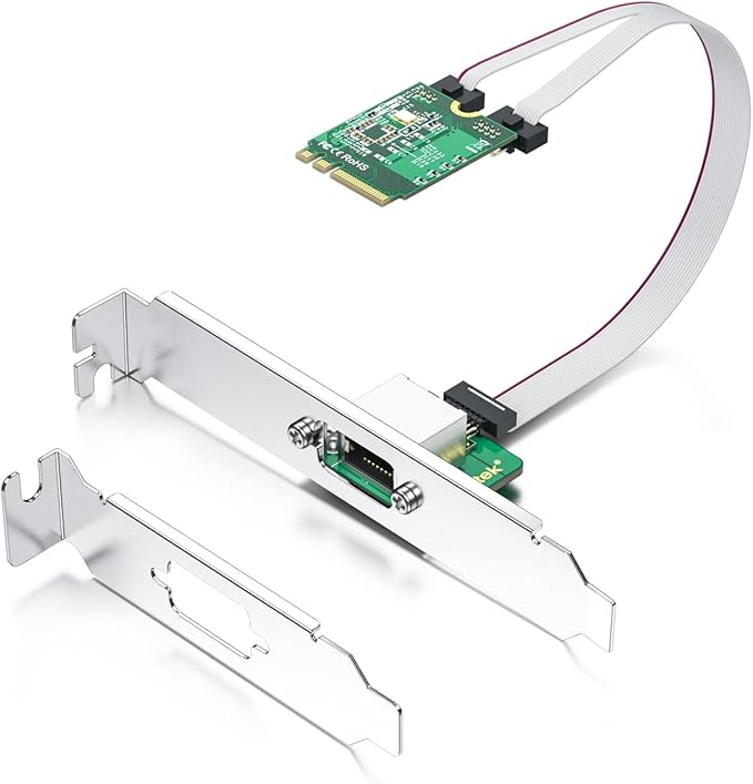 M.2 A+E Key 2.5G Gigabit Ethernet Network Card, 18-cm Cable Length by 10Gtek