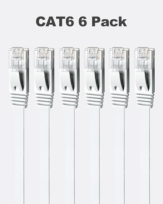 Yauhody CAT 6 Ethernet Cable 7ft 6-Pack White, High Speed Solid Flat CAT6 - Image 8
