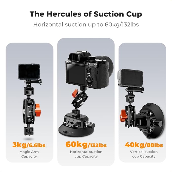 K&F CONCEPT 4.5" Suction Cup Camera Mount - Image 3