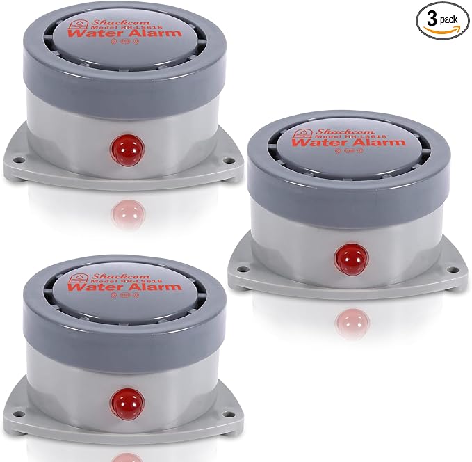 Water Leak Detector 3 Pack, Shackcom Water Alarm 110DB, Waterproof & by Shackcom