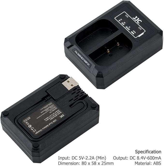 JJC DMW-BLF19 & DMW-BLK22 Battery Charger USB Dual Slot - Image 2