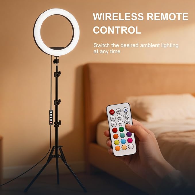 13" Selfie Ring Light with 76" Tripod Stand & 3 Phone Holder, LED Camera - Image 5