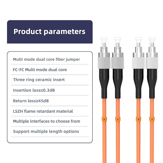 OM1 Fiber Patch Cable, FC/UPC to FC/UPC, 1M/3FT Multimode Duplex 62.5/125µm - Image 3