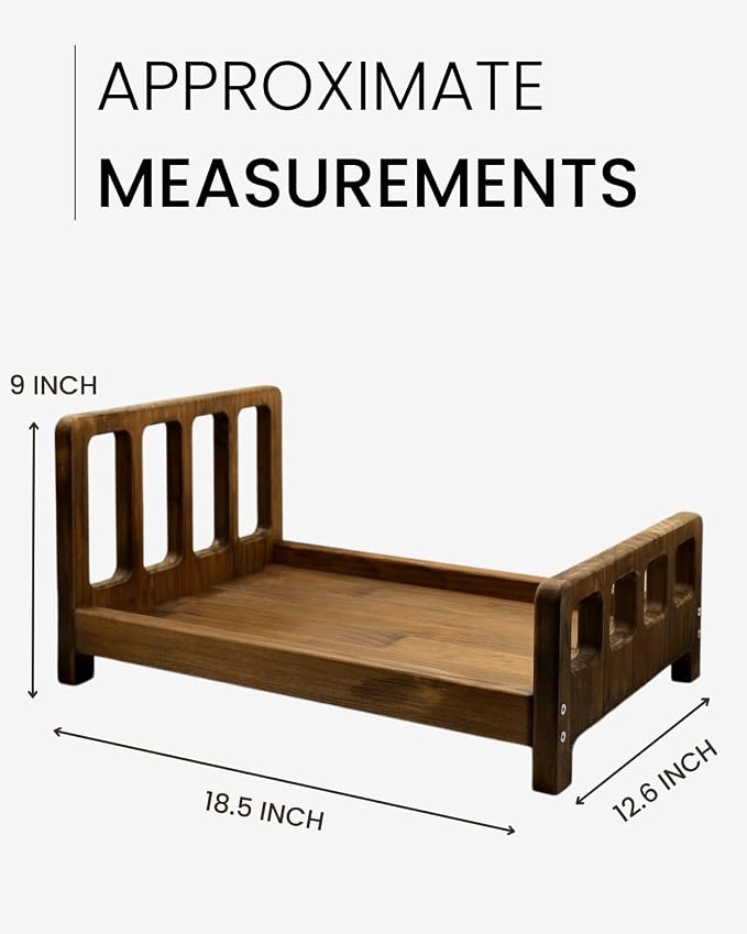 Newborn Photography Props Bed Prop Brown – Rustic Mini Wooden Bed - Image 2