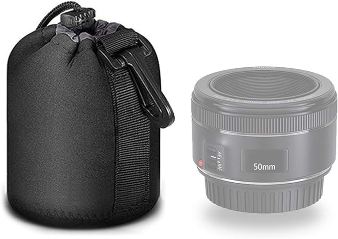 Selens Small Drawstring Lens Pouch Black Neoprene DSLR Camera Lens Bag by Selens