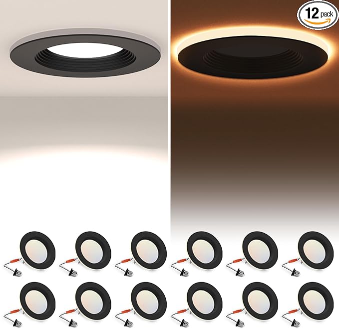 POWERASIA 12 Pack 4 Inch Black LED Can Lights by POWERASIA