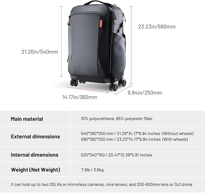 PGYTECH 2-in-1 Roller Camera Backpack, DSLR/SLR/Mirrorless Bag - Image 8