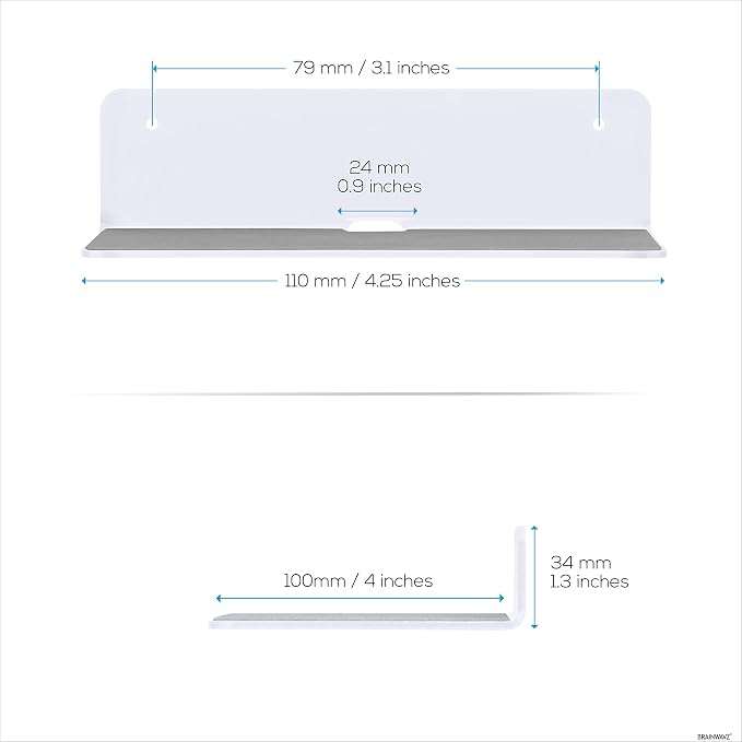 BRAINWAVZ 2-Pack 4” Small Floating Shelf Bluetooth Speaker Stand, Adhesive & - Image 3