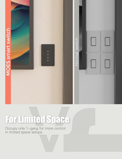 MOES Smart Triple Light Switches, 2nd Generation Wi-Fi 3 Gang Single Pole Switch - Image 4