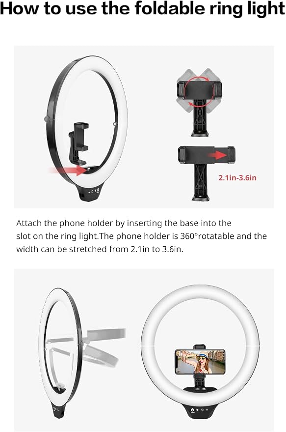 Sensyne 14" Ring Light with Tripod Stand, LED Circle Light with Phone Holder - Image 8