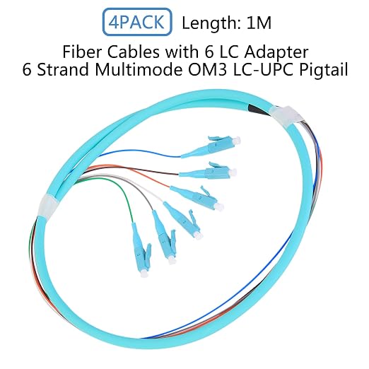 4PACK LC-OM3 6 Pigtail 6 Strand Multimode OM3/OM4 50/125 LC-UPC Fiber Pigtail - Image 2