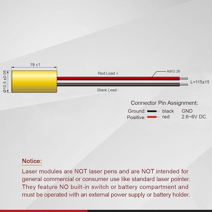 Industrial Red Dot Laser Module, Class 2, Less Than 1mW, - Image 2
