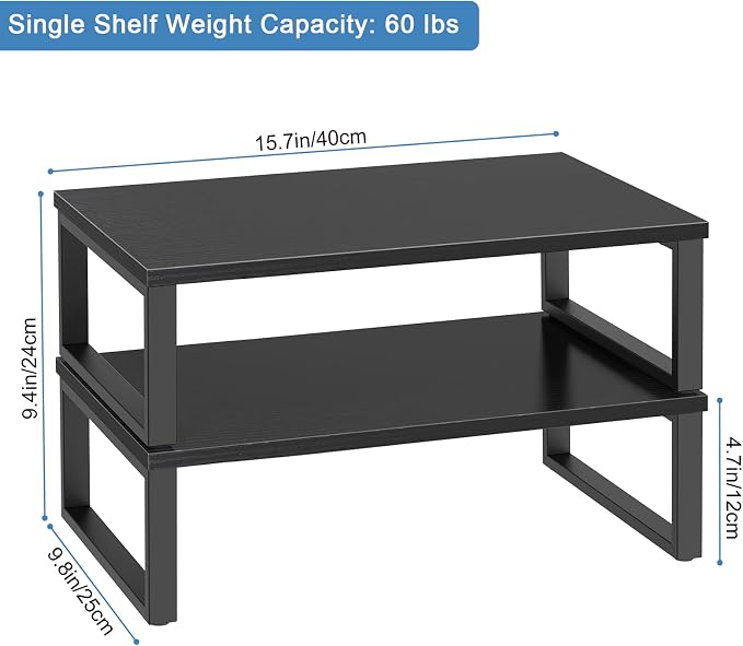 NORCEESAN 2 Pack Monitor Stand Riser Wood Desk Shelf - Image 2