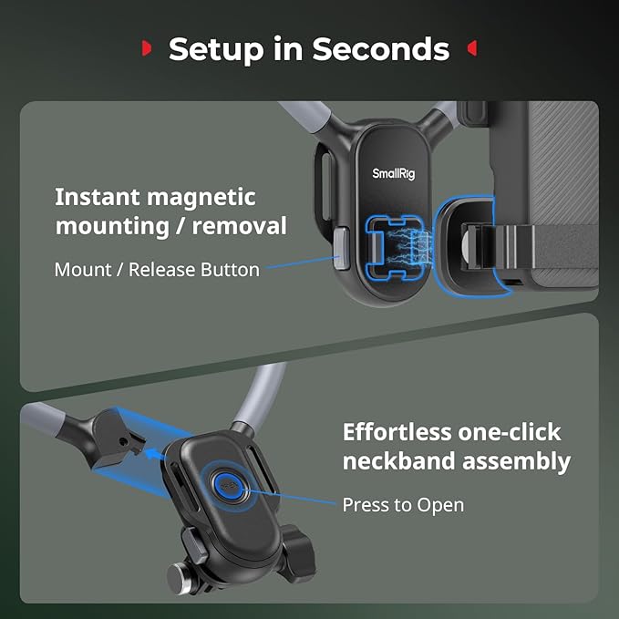 SMALLRIG Magnetic Neck Mount for DJI Pocket 4/3/OSMO 360/Nano/Action 6/5 Pro/4 - Image 3