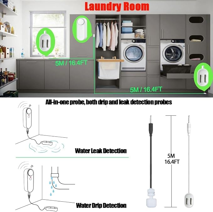 WiFi Water Leak / Water Level 2 in 1 Detector, Smart Water Sensor Alarms - Image 3