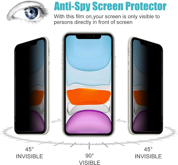 PEHAEL 3 Pack for iPhone 11/iPhone XR Privacy Screen Protector Anti-Spy - Image 4