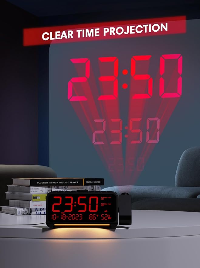 Projection Alarm Clock for Bedroom Ceiling, Digital Clock Projector - Image 3