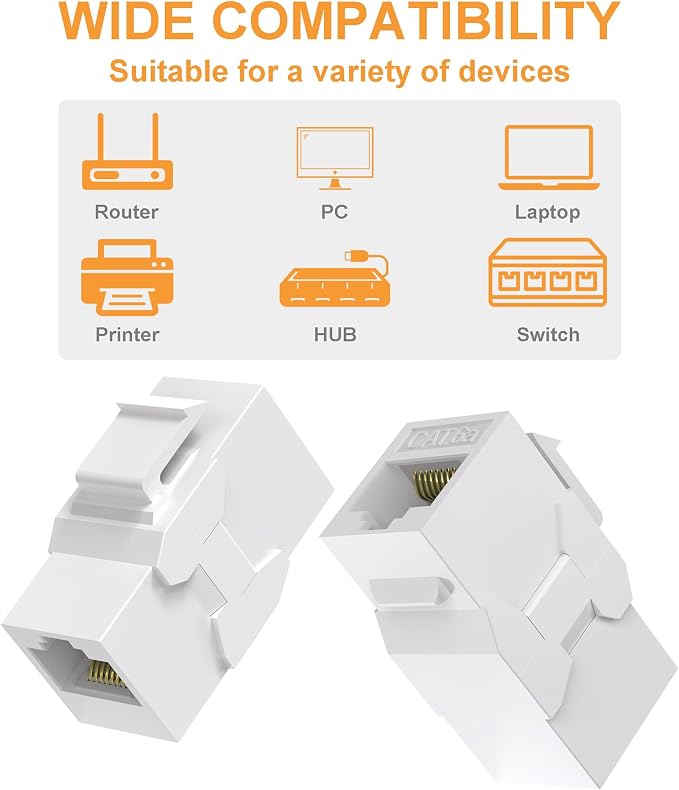 20 Pack Cat6A Keystone Jack Coupler RJ45 Female to Female Ethernet Wall Jack - Image 7