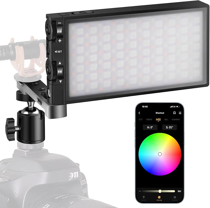 Pixel G1s RGB Video Light with APP Control, 12W 210 Minutes Rechargeable by Pixel