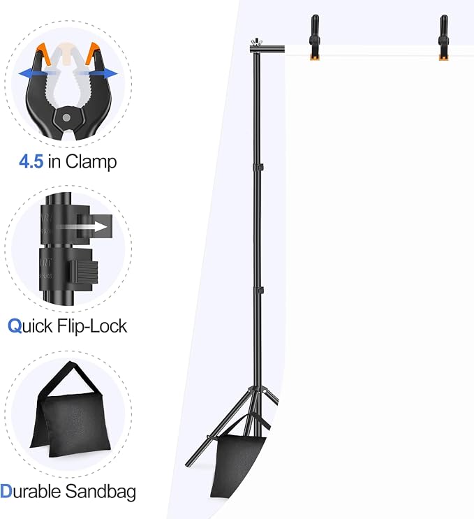 EMART Backdrop Stand 10x7ft Photo Studio Adjustable Background Stand Support kit - Image 5