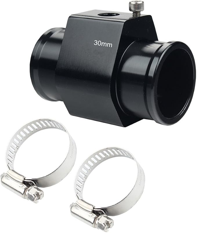 Dewhel Aluminum Black Water Temp Meter Temperature Gauge Joint Pipe Radiator - Image 2