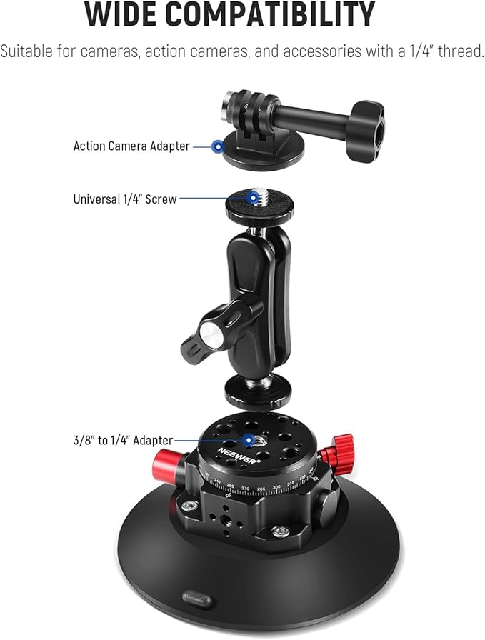 NEEWER 6" Suction Cup Camera Mount Compatible - Image 3