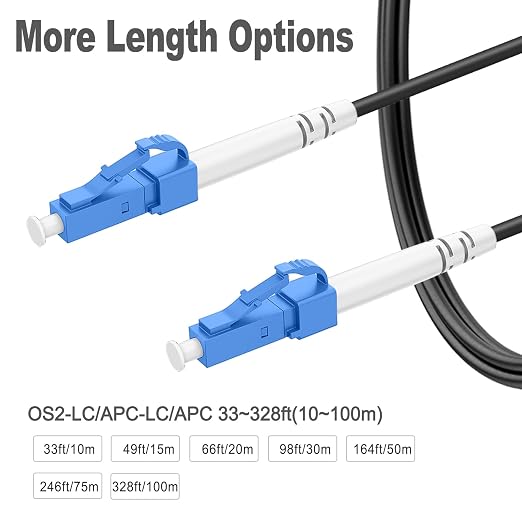 30 Feet Outdoor Simplex Fiber Optic Cable, OS2 LC to LC Single Mode Fiber Patch - Image 3