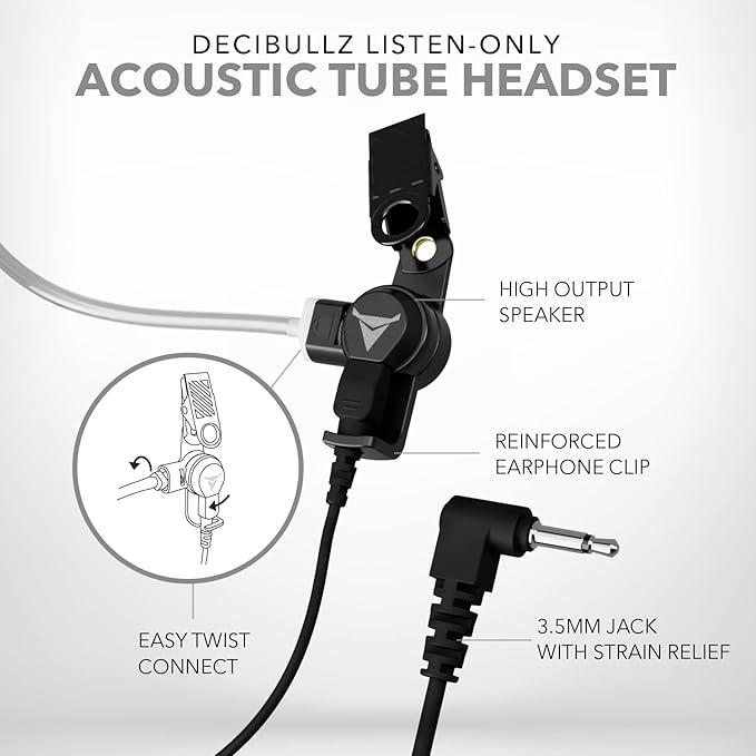 Decibullz 3.5mm Radio Headset Receiver, Listen only Acoustic Coil Tube Radio - Image 3