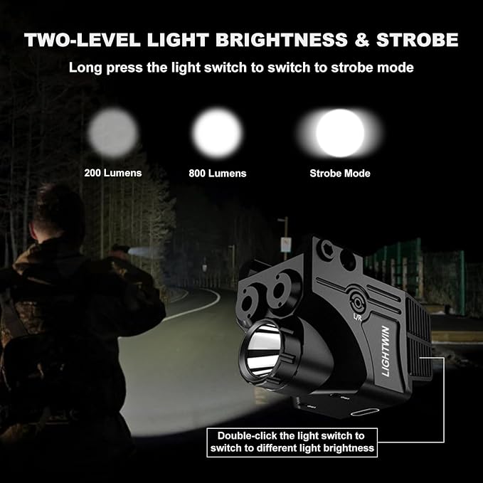 Red Green Purple Blue Laser Light Combo, 800 Lumens Tactical Flashlight Laser - Image 3