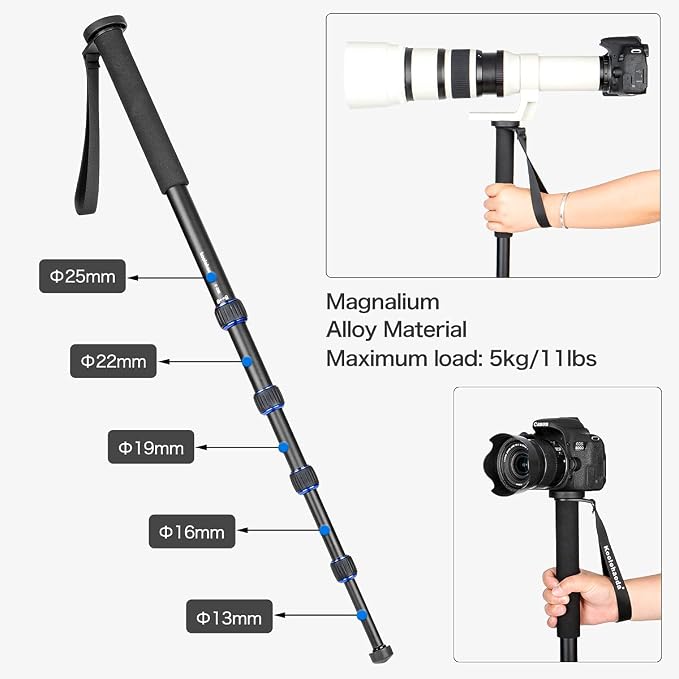 Koolehaoda Camera Monopod Stand 65inch Extendable Aluminum Monopod - Image 4