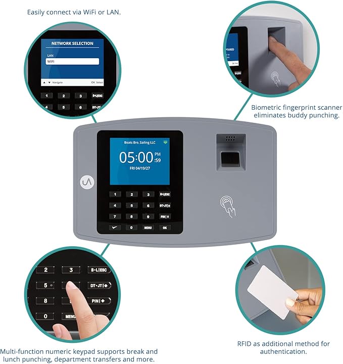 uAttend JL2500 Biometric Fingerprint Time Clock System - Image 2